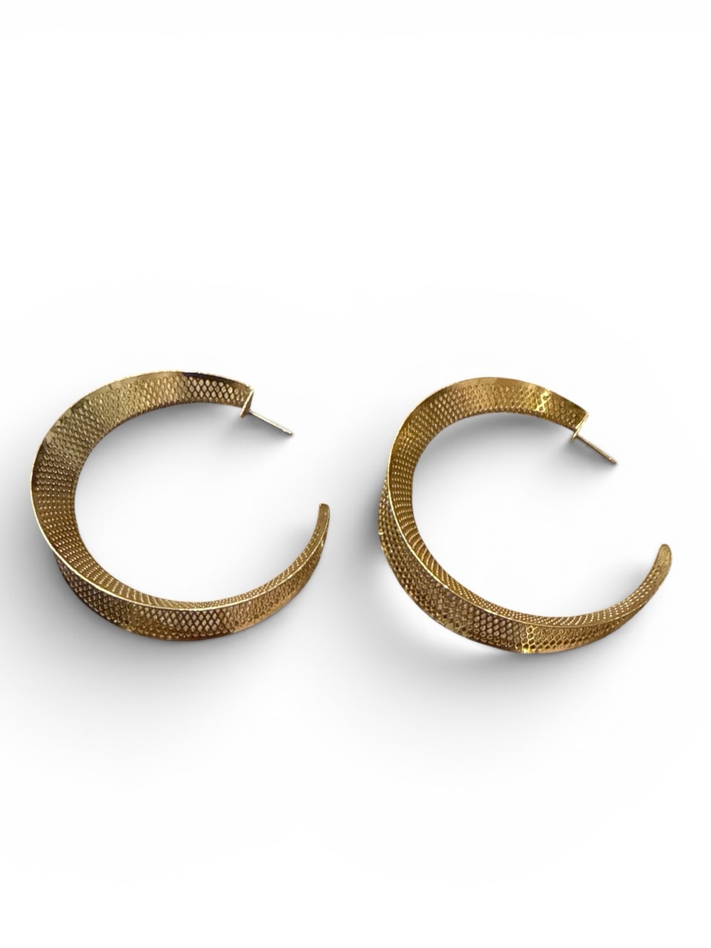 Gold Textured Hoop Earrings - Women Jewelry